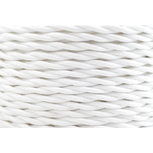 biały przewód w oplocie bawełna skręcana